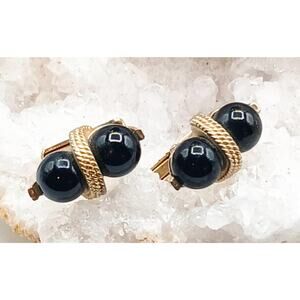 Vintage Gold Tone Glass Cufflinks